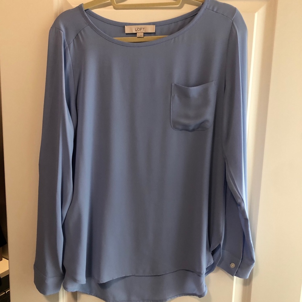 LOFT blue washable silk top